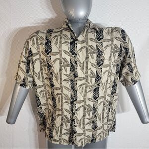Natural Issue Men's Short Sleeve Button Hawaiian Design Shirt Size L Palm Tree